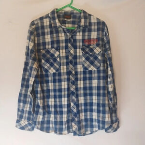 Stranger Things Flannel Shirt, Size L, Blue, White